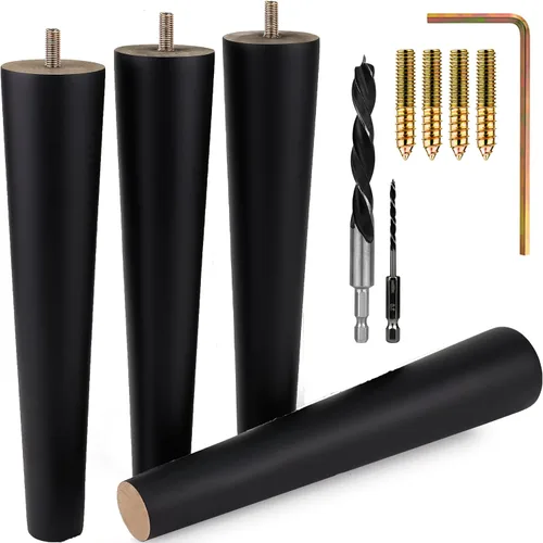Vista 14 de Airy Abode Patas de madera de fresno prémium para muebles (kit de instalación completa): elige tu tamaño y color Ceniza
