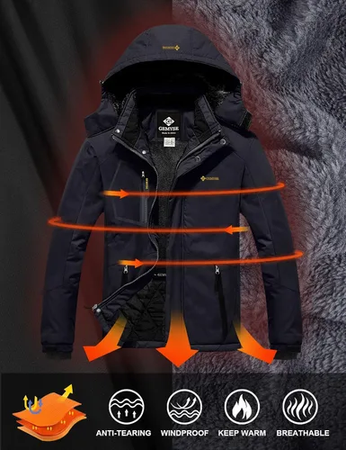 Vista 5 de GEMYSE - Chaqueta de esquí impermeable resistente al viento lluvia y nieve para hombre