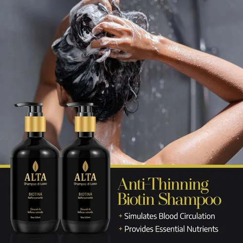 Vista 2 de All Goods Alta Strengthening Biotin + Caffeine Shampoo 10oz – DHT Blocker Formula para la pérdida y adelgazamiento del cabello – Champú espesante