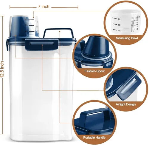 Vista 4 de TIOVERY Recipiente mejorado de almacenamiento de alimentos para perros pequeño, recipiente hermético para alimentos de gatos, recipiente dispensador