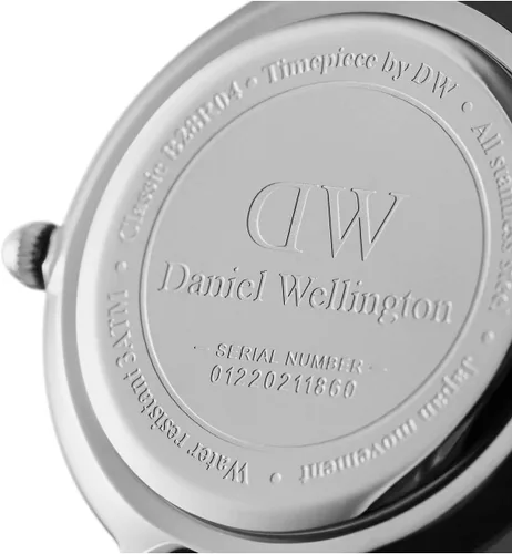 Vista 4 de Daniel Wellington Reloj pequeño Sheffield, correa de cuero negro italiano