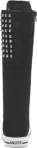 Vista 4 de Momuk Botas de lona de baile de moda con cremallera hasta la rodilla para mujer