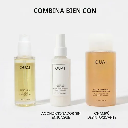 Vista 8 de Aceite para el cabello OUAI tamaño de viaje - Aceite protector térmico para el cabello para el control del encrespamiento - Añade brillo y suaviza