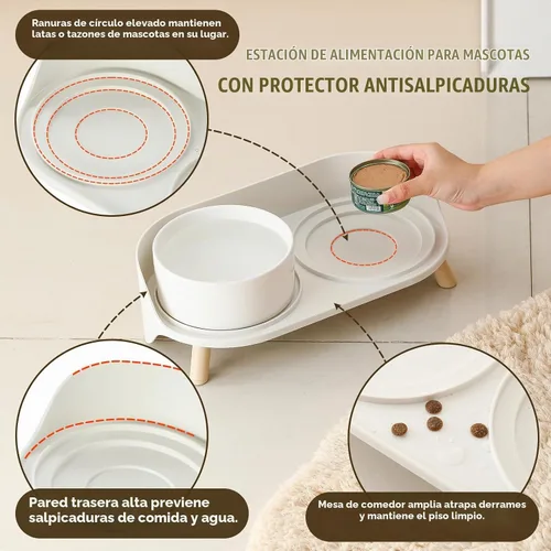 Vista 3 de Soporte elevado para comedero para perros, mesa de comedor elevada para perros y gatos pequeños y medianos, se adapta a platos de alimentos y agua
