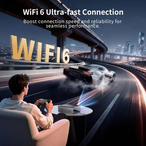 Vista 6 de Proyector para exteriores 4K con WiFi y Bluetooth, licencia de Netflix, enfoque automático Native 1080P • High Brightness • Auto Keystone • Dolby