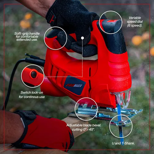 Vista 4 de Rompecabezas, 3.5 Amp 400W, Cortador de madera con 6 velocidades variables, corte biselado de hoja ajustable 0-45º grados, sierra de calar