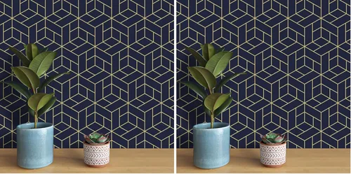 Vista 10 de VaryPaper Papel tapiz geométrico hexagonal azul marino de 17.7 x 78.7 pulgadas, para pegar y despegar, papel de contacto geométrico decorativo