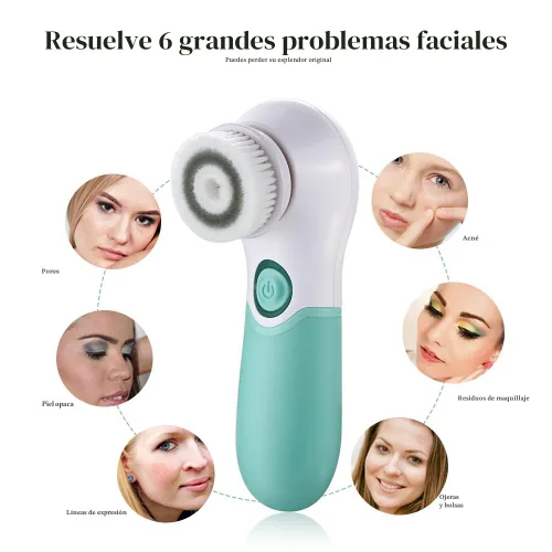 Vista 7 de Cepillo de limpieza facial eléctrico exfoliante facial con 3 cabezales limpiadores y 2 velocidades ajustables para limpieza profunda, eliminación