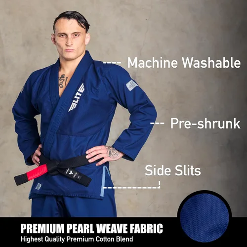 Vista 2 de Elite Sports - Kimono para hombres, gi, aprobado por la IBJJF, tela pre-encogida con cinturón para Jiu Jitsu brasileño (ver guía de tallas)