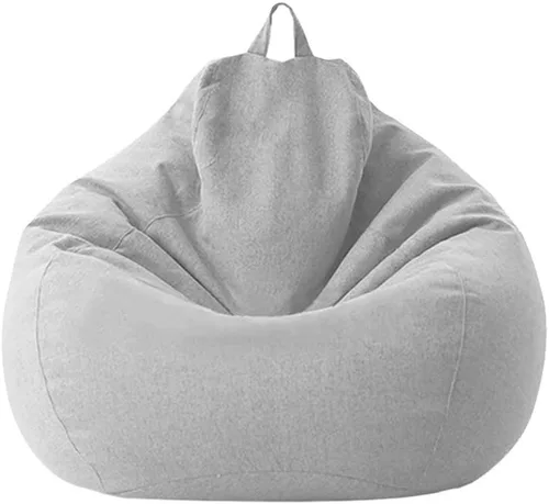 Vista 16 de SXBCyan Funda para puf, funda grande de lino y algodón, fundas para sofá, sillas, puff relax (color beige, blanco, funda, tamaño: M - 27.6 in)
