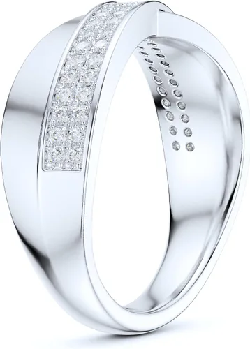 Vista 4 de Sterling Silver 6.5mm Wide X CrissCorss Two Rows Simulated Round Brilliant Cut Diamond or Genuine Moissanite Wedding Ring