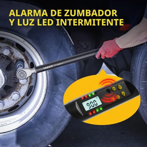 Vista 6 de Llave dinamométrica digital de 1/2 pulgada, 12.5-250.8 pies/17-340 Nm, precisión de ±2% con valor preestablecido, almacenamiento de datos, timbre