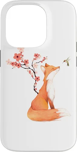 Vista 17 de The Cute Fox and Hummingbird Cherry Blossom Flower Present Case for iPhone 17