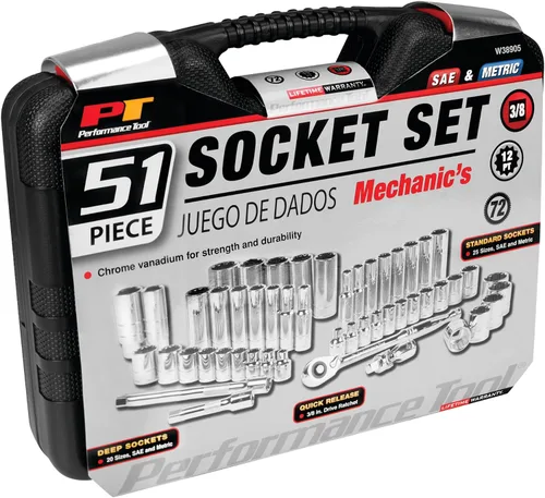 Vista 3 de Performance Tool W38905 Juego de mecánico de accionamiento de 3/8 pulgadas, 51 piezas