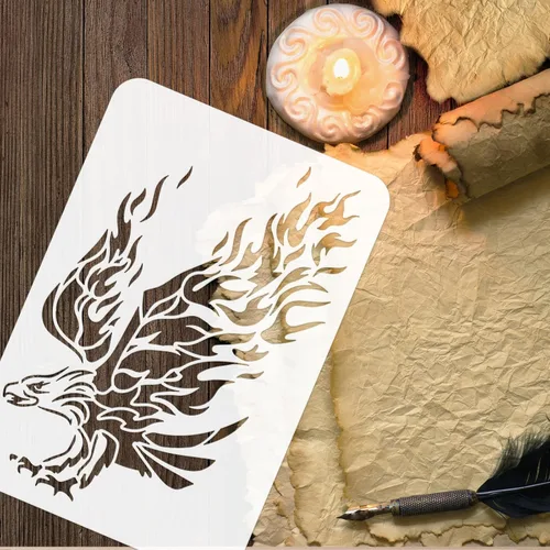 Vista 3 de FINGERINSPIRE Plantilla de águila de 11.7 x 8.3 pulgadas, plantilla de plástico con patrón de águila de fuego, plantillas de pared de animales