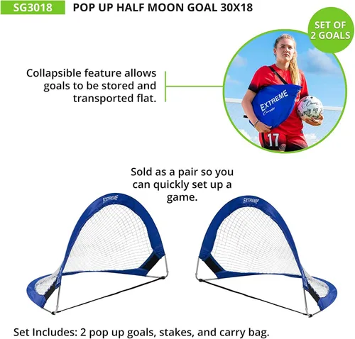 Vista 3 de Champion Sports Portable Pop-Up Soccer Goals (Set of 2) – Durable Folding Nets for Training, Backyard Games & Practice, Multiple Sizes