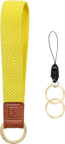 Vista 16 de Fishent Llavero elástico, bonito llavero de pulsera, cordón de muñeca tejido mejorado para llaves, llaveros para mujeres y hombres, llaves