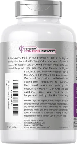 Vista 3 de Rejuvenecedor de piel Horbäach con Verisol Péptidos de colágeno bioactivos 200 cápsulas Suplemento sin OMG, sin gluten