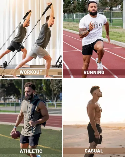 Vista 5 de CANGHPGIN Pantalones cortos de entrenamiento para hombre de 7 pulgadas, ligeros, paquete de 2 pantalones cortos de baloncesto con bolsillos