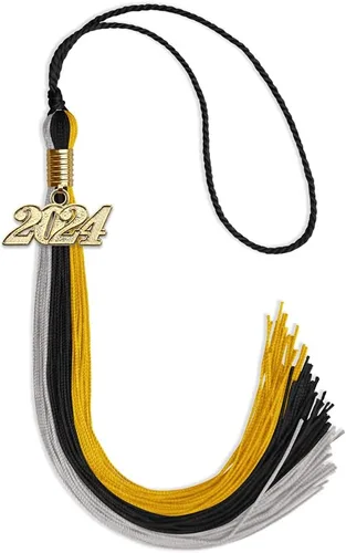 Vista 18 de Endea - Borla de graduación de triple color con gota de fecha dorada (negro/dorado/granate, 2020)