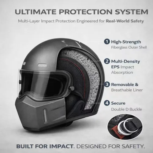 Vista 4 de CRG - Casco de motocross de cara completa para motocicleta de calle, de fibra de vidrio, certificado por DOT, casco de tamaño extra grande Gris