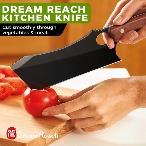 Vista 7 de Cuchillo para carne de 6.9 pulgadas, cuchillo negro para deshuesar, cuchillo de cocina forjado en fuego de acero de alto carbono afilado con funda