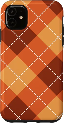 Vista 8 de Funda para iPhone 13 Pro, naranja, amarillo y marrón, a cuadros, otoño, calabazas