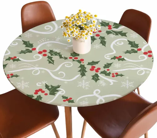Vista 22 de Mantel de ajedrez blanco y negro con cuadrículas redondas, planos, abstracto, impermeable, lavable, para mesa de comedor ajustable de 40 a 44