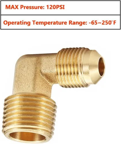 Vista 3 de HQMPC Accesorios de latón Flare Codo de latón 3/8 "Flare x 1/2 "NPT Tubo de latón Adaptador de codo de 90 grados 2PCS