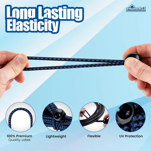 Vista 2 de Paquete de 25 cuerdas elásticas de bolas elásticas de 6 pulgadas de diámetro para toldo, red, postes, jardín, herramientas, cables, cable resistente