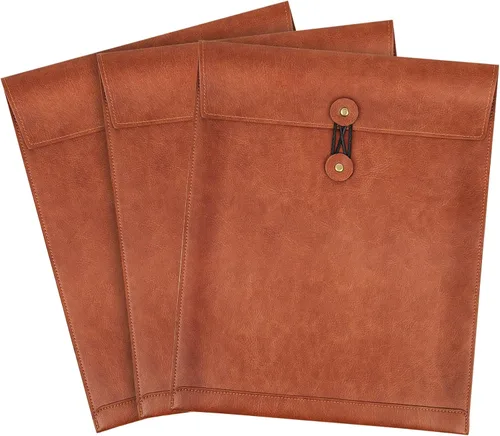 Vista 20 de Carpeta de Archivos de Cuero PU Negro, Organizador de Archivos con Cierre de Presión, Carpeta de Documentos Importantes, Organizador de Documentos