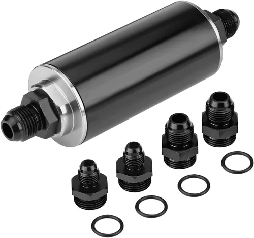 Vista 7 de AUCELI Filtro de combustible de gas en línea de 50 mm, filtro de aire con adaptador 6AN 8AN 10AN, accesorios de filtro de combustible/gas/gasolina