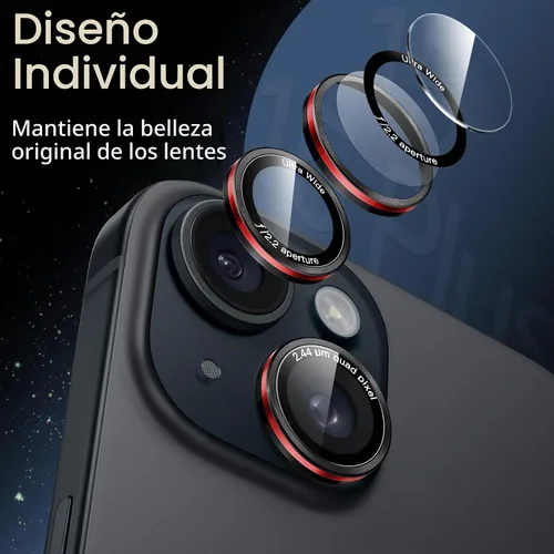 Vista 4 de JETech Protector de lente de cámara para iPhone 15 Pro/15 Pro Max, negro+