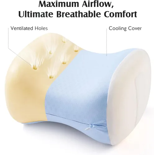 Vista 6 de YFONG Almohada de rodilla para dormir de lado, almohada transpirable de espuma viscoelástica con correa ajustable para embarazo, alineación