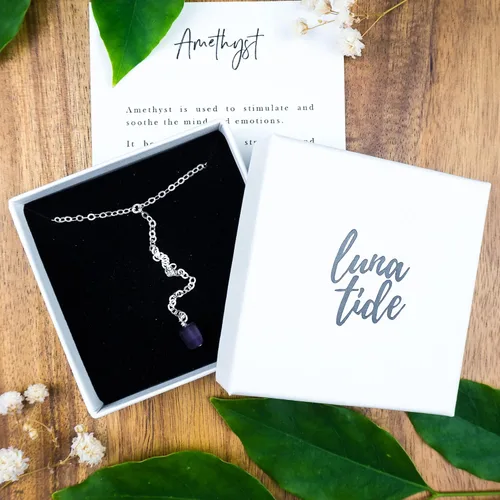 Vista 5 de Luna Tide Amethyst Raw Nugget Lariat in Sterling Silver