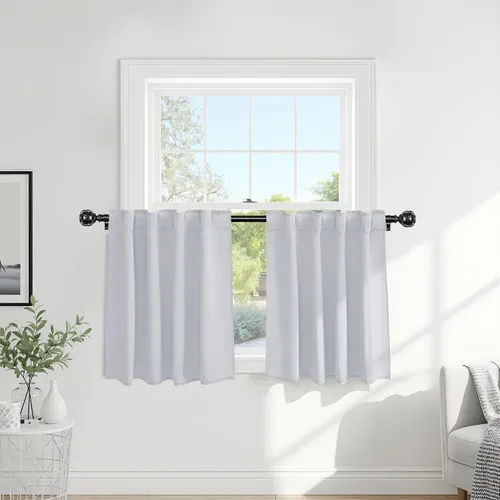 Vista 17 de PONY DANCE Cortinas cortas con aislamiento térmico para ventana pequeña, para guardería, baño, cocina, lavandería, caravana, sótano, 29 pulgadas