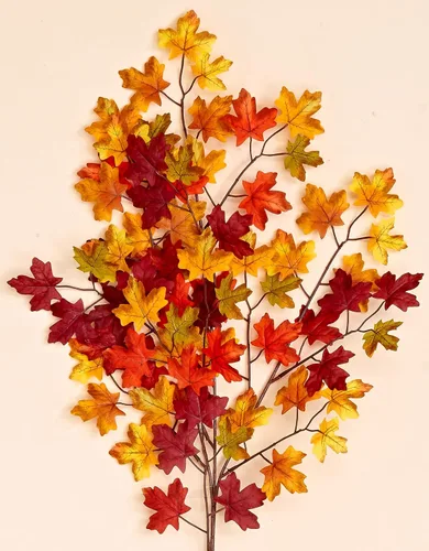 Vista 3 de Worth Imports Mini espray artificial de hoja de arce de otoño de 27 pulgadas con 75 hojas, juego de 6