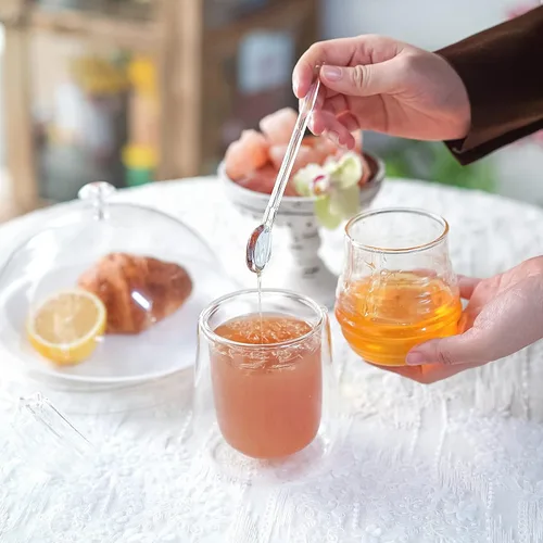 Vista 8 de Ivolador - Tarro de miel de vidrio, dispensador de miel, dispensador de jarabe, tarro de miel con tapa y recipiente de almacenamiento de vidrio