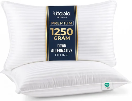 Vista 12 de Utopia Bedding - Almohadas de cama para dormir de tamaño estándar (blanco), juego de 2, calidad de hotel refrescante, para dormir de espalda, boca