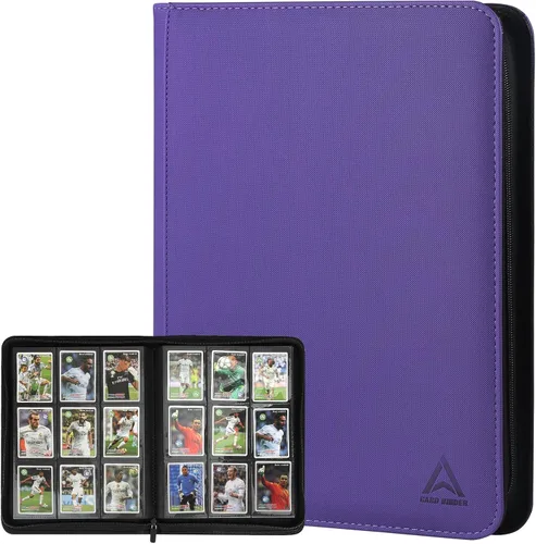 Vista 11 de Carpeta para tarjetas de 9 bolsillos, capacidad 540 con cierre de cremallera, de doble cara, resistente y elegante, protector de piel sintética