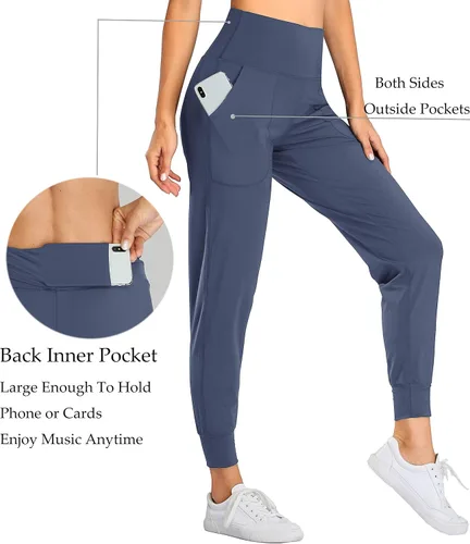 Vista 25 de Oalka - Pantalones deportivos para mujer, con cintura alta y bolsillos, para hacer deporte, yoga y entrenar