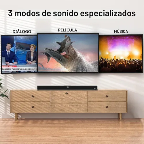 Vista 2 de LARKSOUND Barra de sonido 2.1 de 36 pulgadas para TV con subwoofers integrados duales 140W all-in-one soundbar with dual built-in subwoofers, 4 EQ