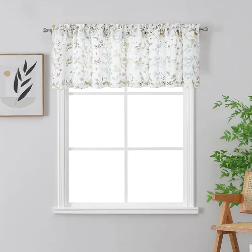 Vista 11 de Chyhomenyc Cortinas de mezcla de lino de 63 pulgadas de largo, 2 paneles de cortina con estampado floral filtrante de luz para sala de estar