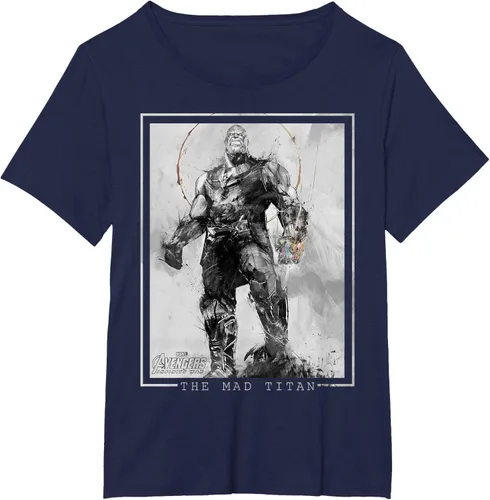 Vista 17 de Marvel Avengers Infinity War Thanos Sketch Graphic Camiseta Negro