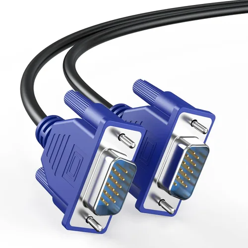 Vista 5 de Cable VGA a VGA de 6 pies, VGA a VGA para monitor de computadora, cable de computadora 1080P Full HD macho a macho, cable blindado HD15, cable
