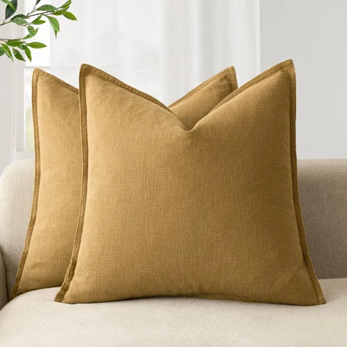 Vista 34 de Foindtower Juego de 2, Fundas Decorativas de Almohada de Lino Sólido Suaves Fundas de Cojín Europeo de Acento Estilo Granja Neutral para Silla Sofá
