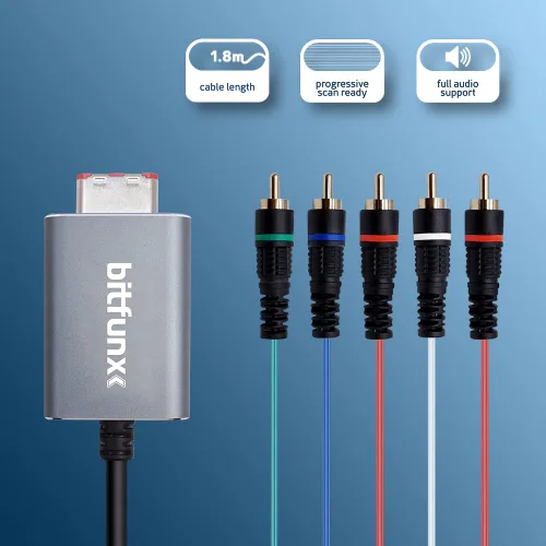 Vista 3 de Kacenray Cable de componentes para Gamecube Running GCVideo Lite Software Component Video 5RCA YPbPr Cable para NGC Nintendo Gamecube con salida AV