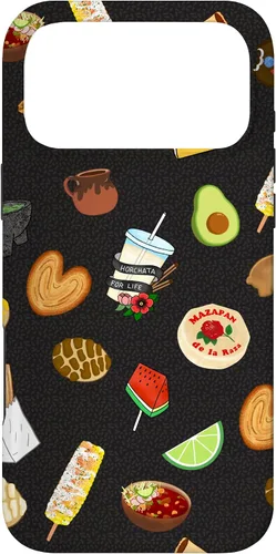 Vista 21 de Funda para iPhone 14 Pro Black Antojitos Mexican Food Latino Tacos Pan Dulce