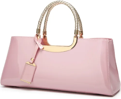 Vista 9 de XingChen Bolso brillante de las mujeres del bolso del bolso de la manija superior del cuero de la patente del bolso estructurado del bolso del bolso