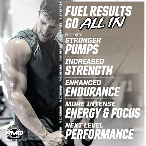Vista 7 de PMD Sports Pump Fuel All in Insanity, Polvo Pre-Entreno Definitivo y Bomba Muscular, Energía de Máxima Fuerza, Concentración, Resistencia